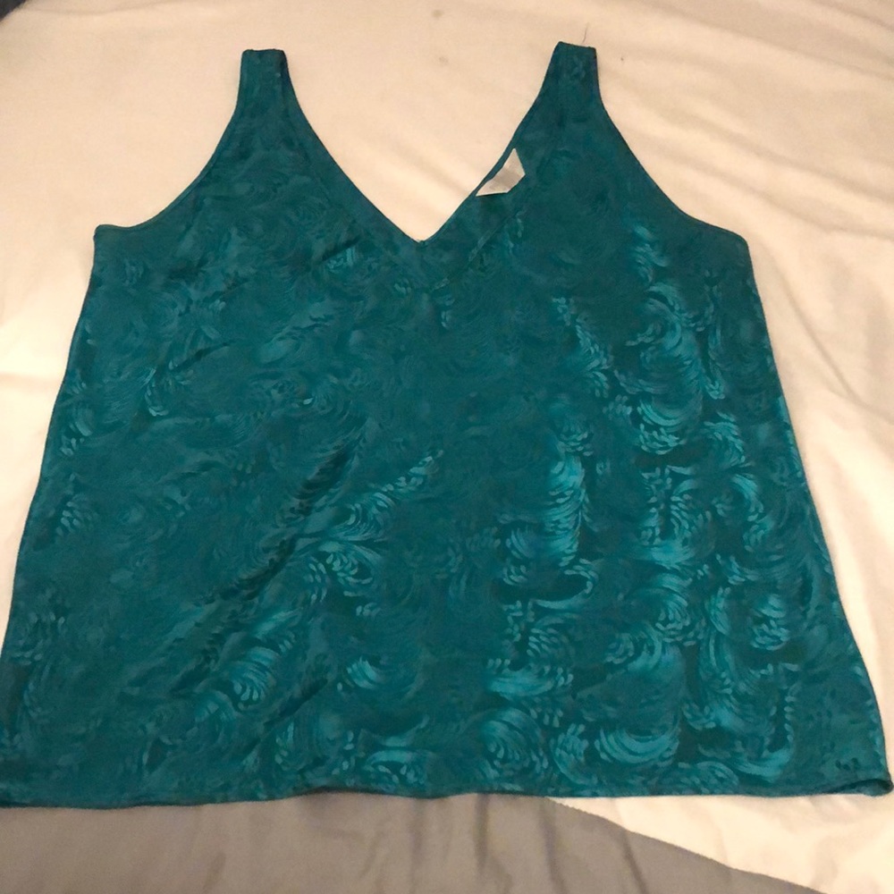 Turquoise tank top, soft, pretty pattern.